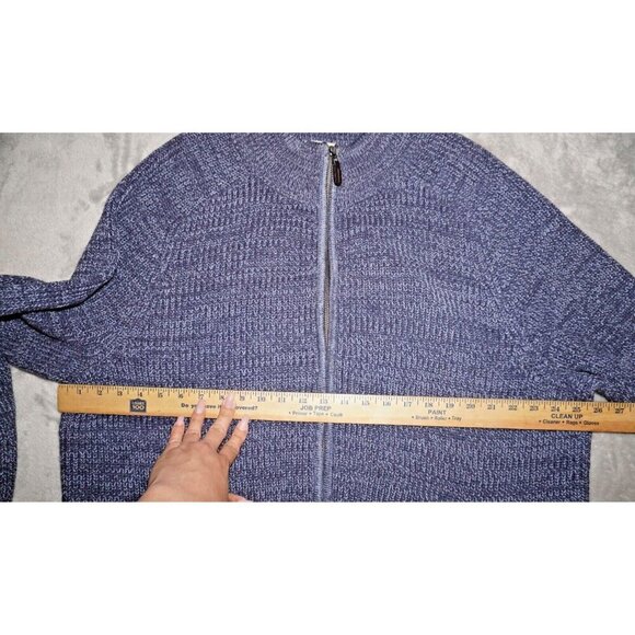 L.L. Bean Men's Blue Full Zip Sweater XL Tall Cotton Marled Knit - Picture 12 of 16